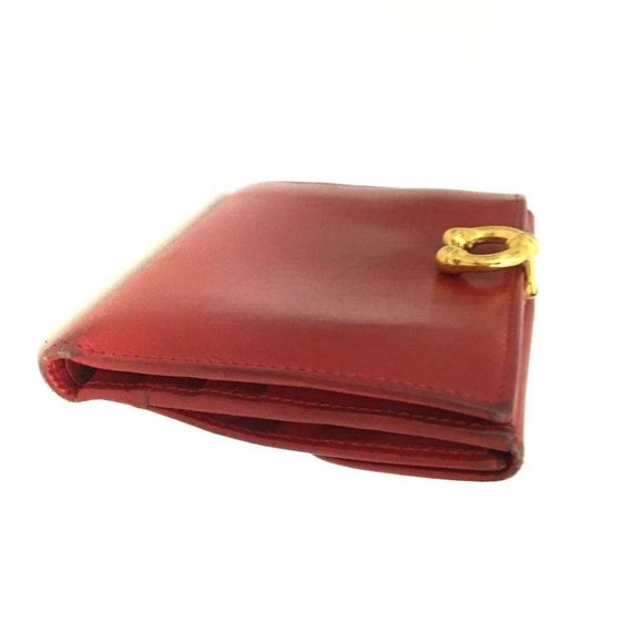Gucci Red Leather Bi-fold Wallet with Engraved 'GUCCI' Horseshoe Accent - Picture 3 of 7